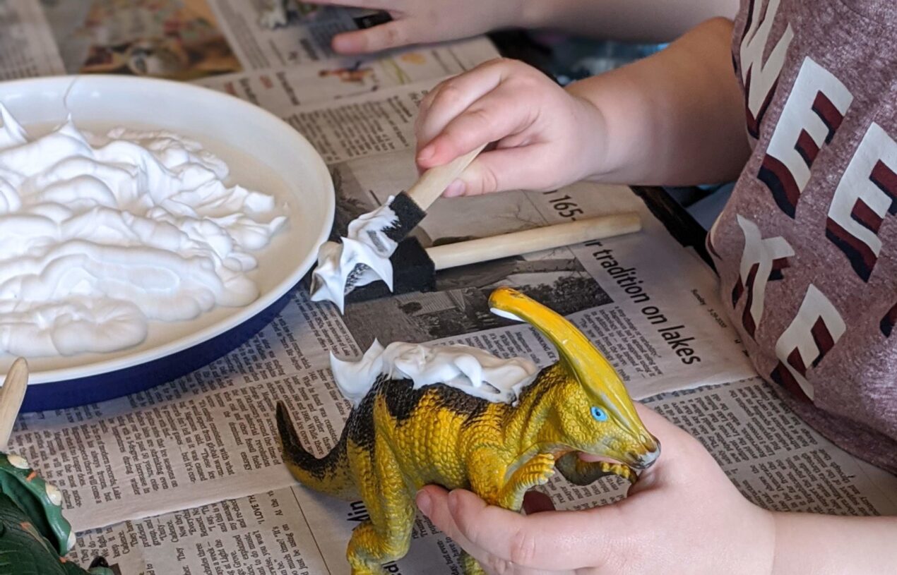 Shaving Cream Dinosaur Painting
