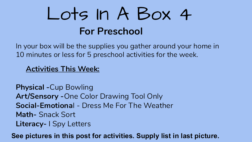 Week 4: Lots in a Box