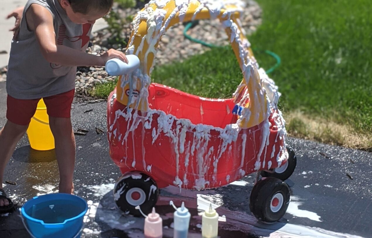 Colored Shaving Cream Car Wash