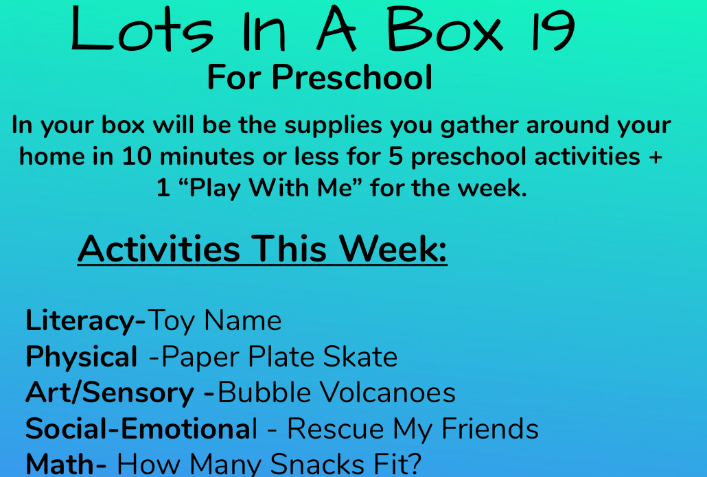 Week 19: Lots in a Box